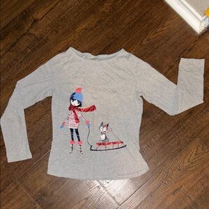 Gymboree Gray Long Sleeve Tee with Sledding Graphic